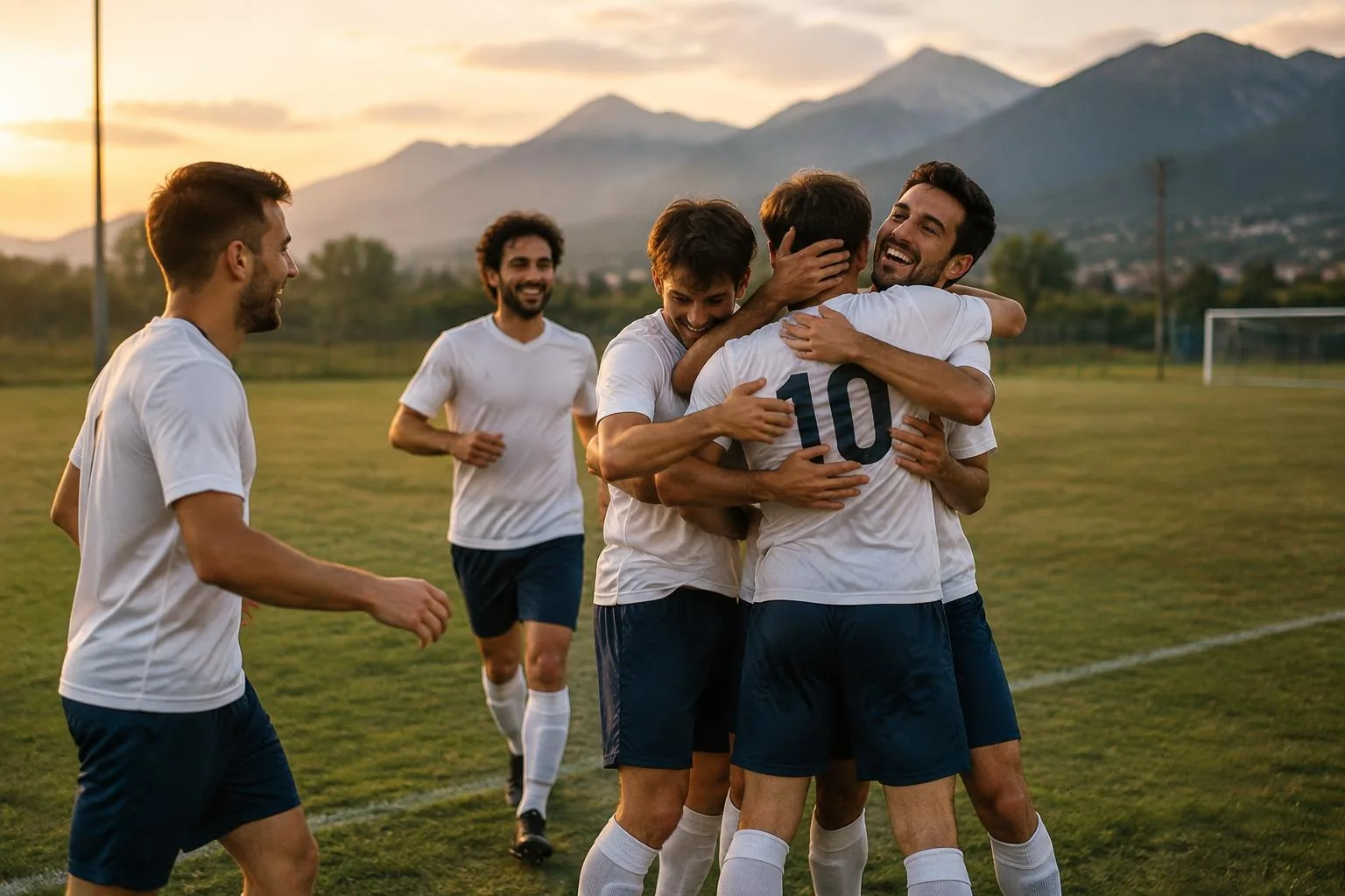 Fussballteam auf dem Spielfeld